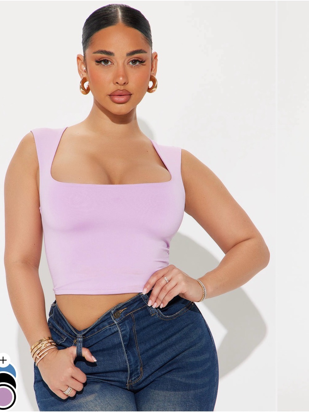 Fashion Nova Lilac Square Neck Crop Top